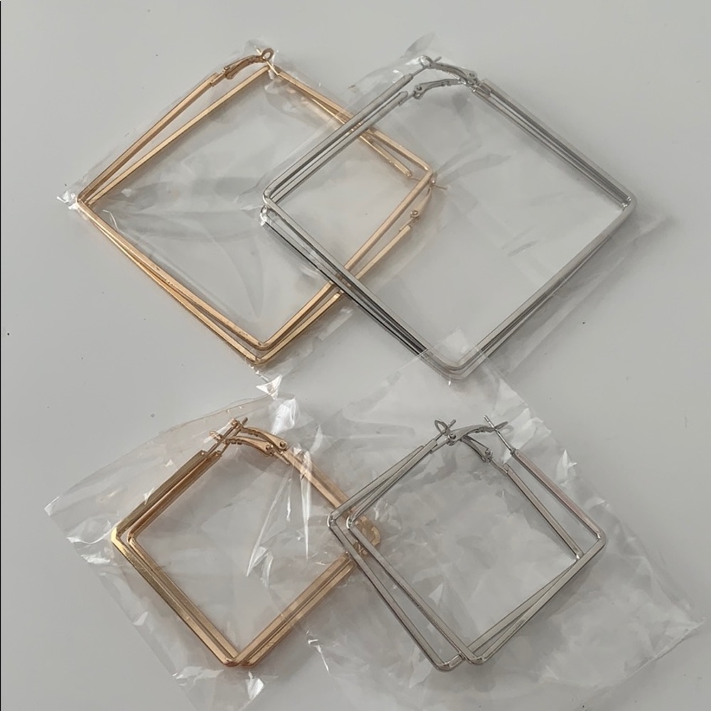 Square Hoops Earrings - Set of 4 - Packaged NWOT